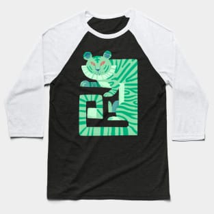 Pastel Jade Green Tiger Baseball T-Shirt